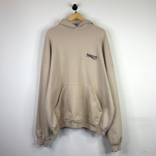BALENCIAGA LIGHT BEIGE POLITICAL CAMPAIGN HOODIE