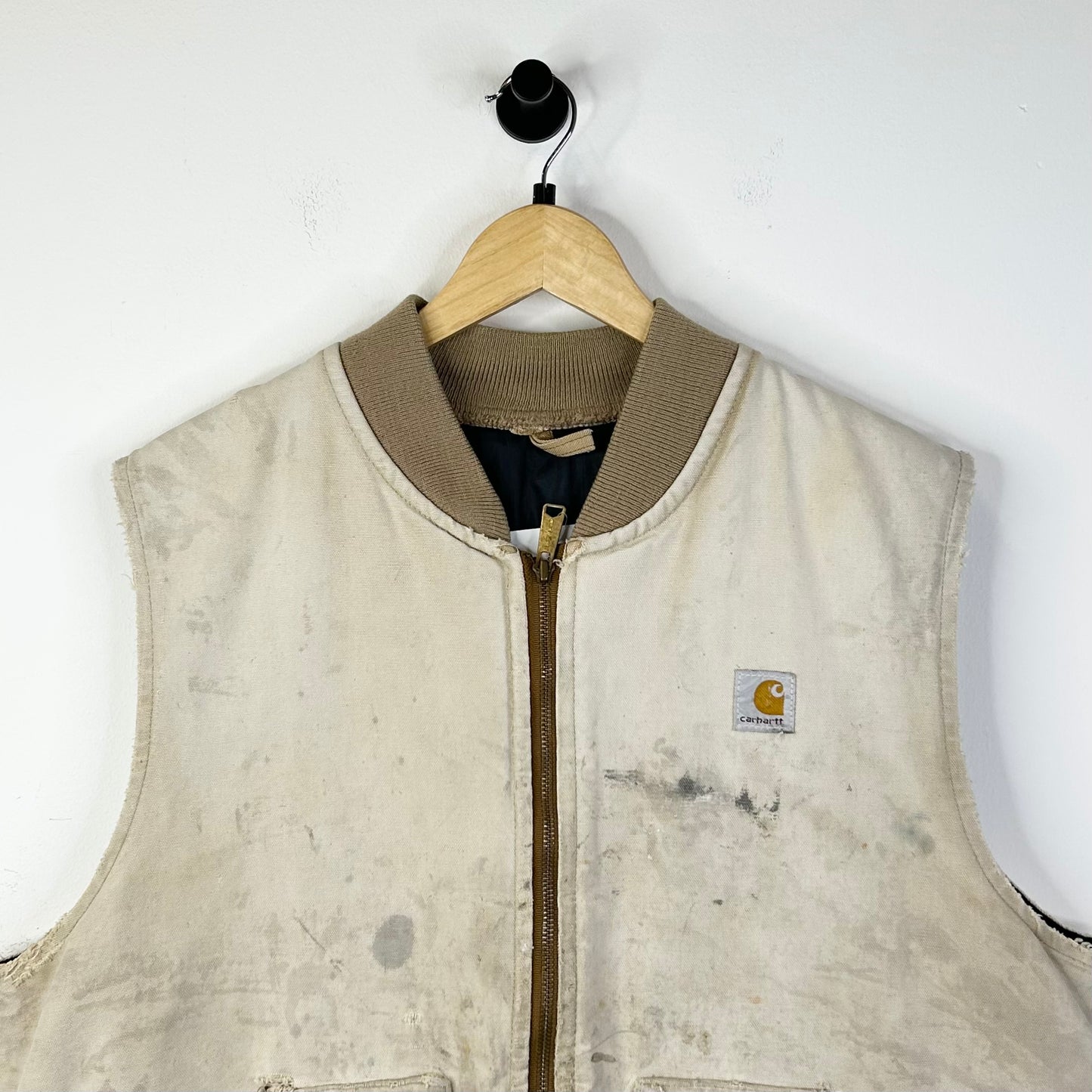 CARHARTT DISTRESSED STAINED LIGHT TAN VEST