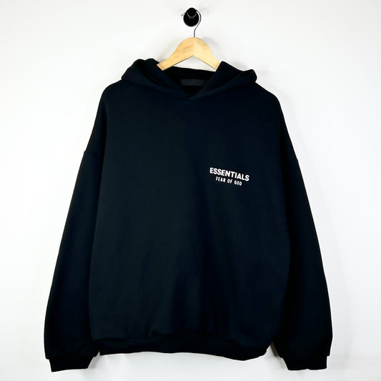 FEAR OF GOD ESSENTIALS FLEECE PULL OVER HOODIE BLACK/WHITE