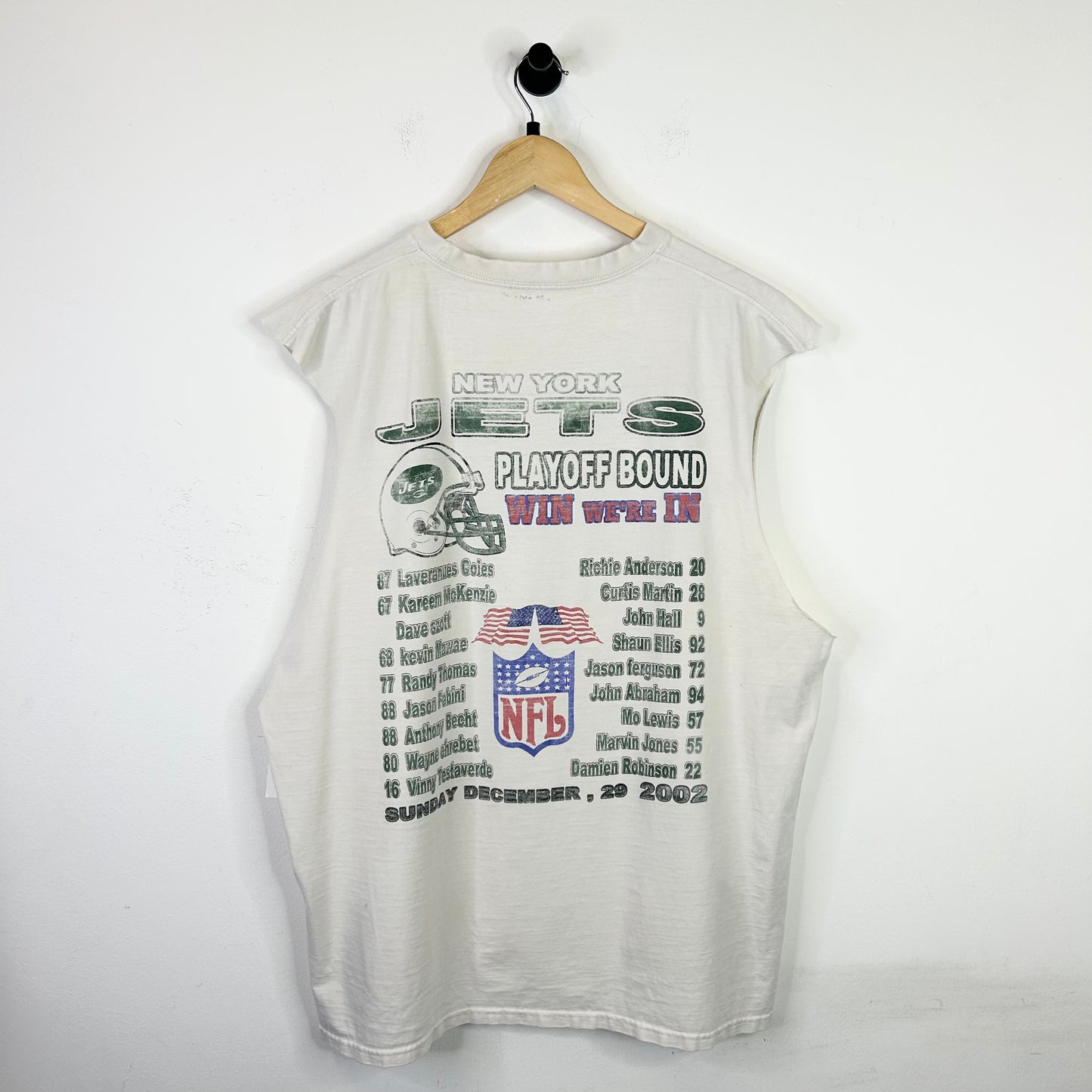 NEW YORK JETS PLAY OFF BOUND 2002 CUTOFF TEE