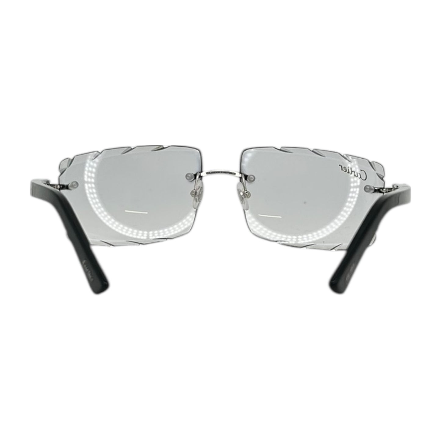 CARTIER BLACK SILVER FRAME DIAMOND CUT LENS