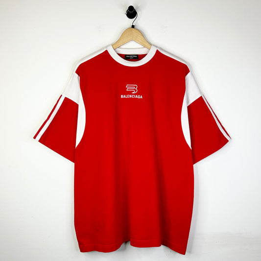 BALENCIAGA RED LOGO PRINT TEE
