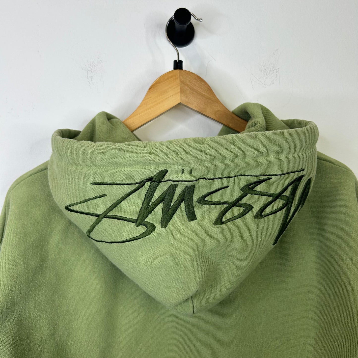 STUSSY EMBROIDERED HOOD OLIVE HOODIE