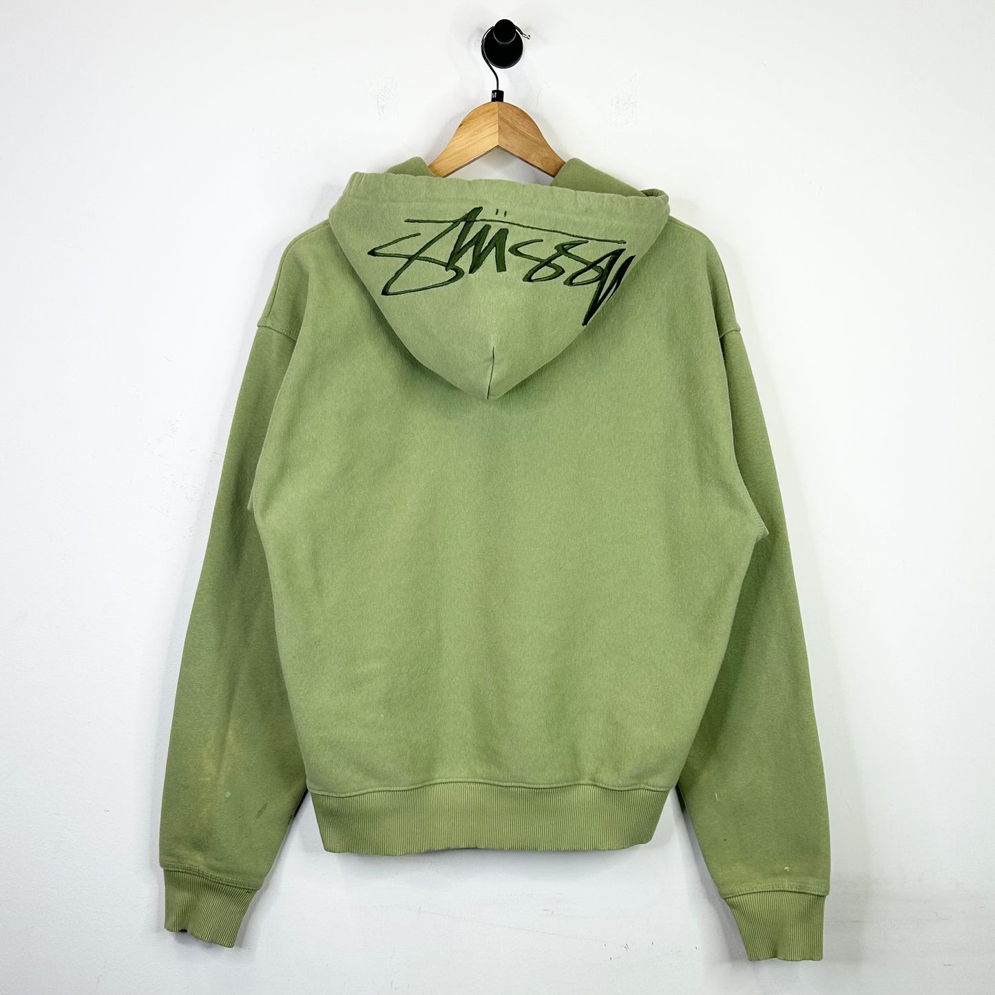 STUSSY EMBROIDERED HOOD OLIVE HOODIE