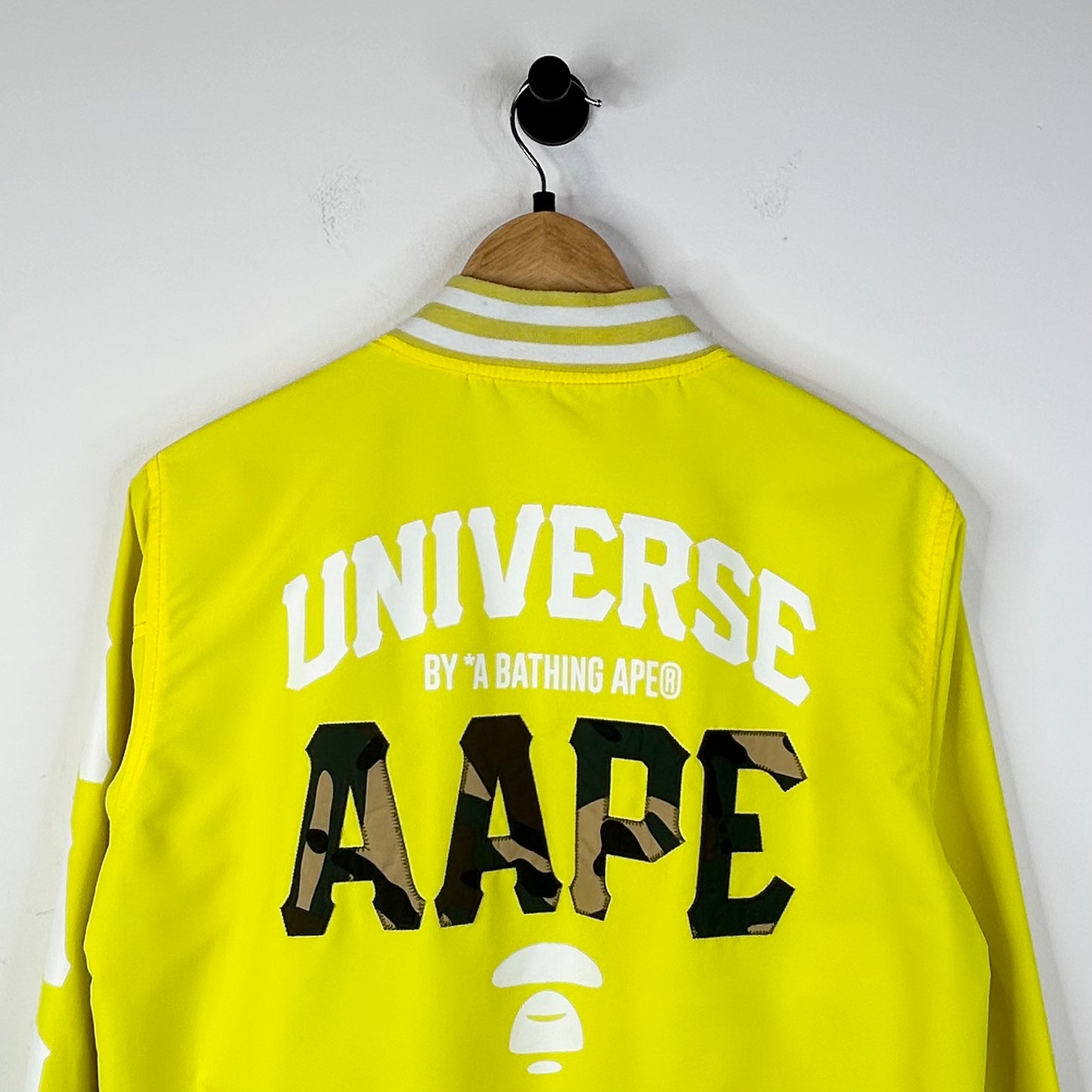 AAPE MOONFACE LOGO BOMBER JACKET YELLOW