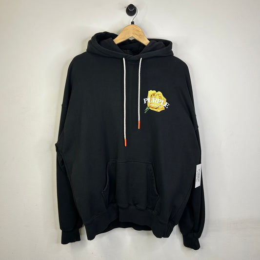 PURPLE BRAND YELLOW ROSE BLACK HOODIE