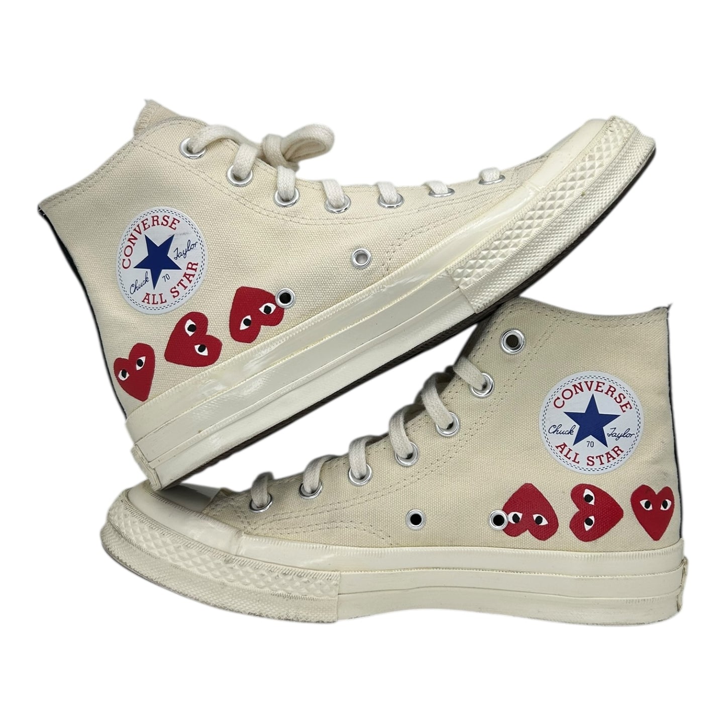 PREOWNED CONVERSE CHUCK 70 CDG PLAY CREAM MULTI HEART