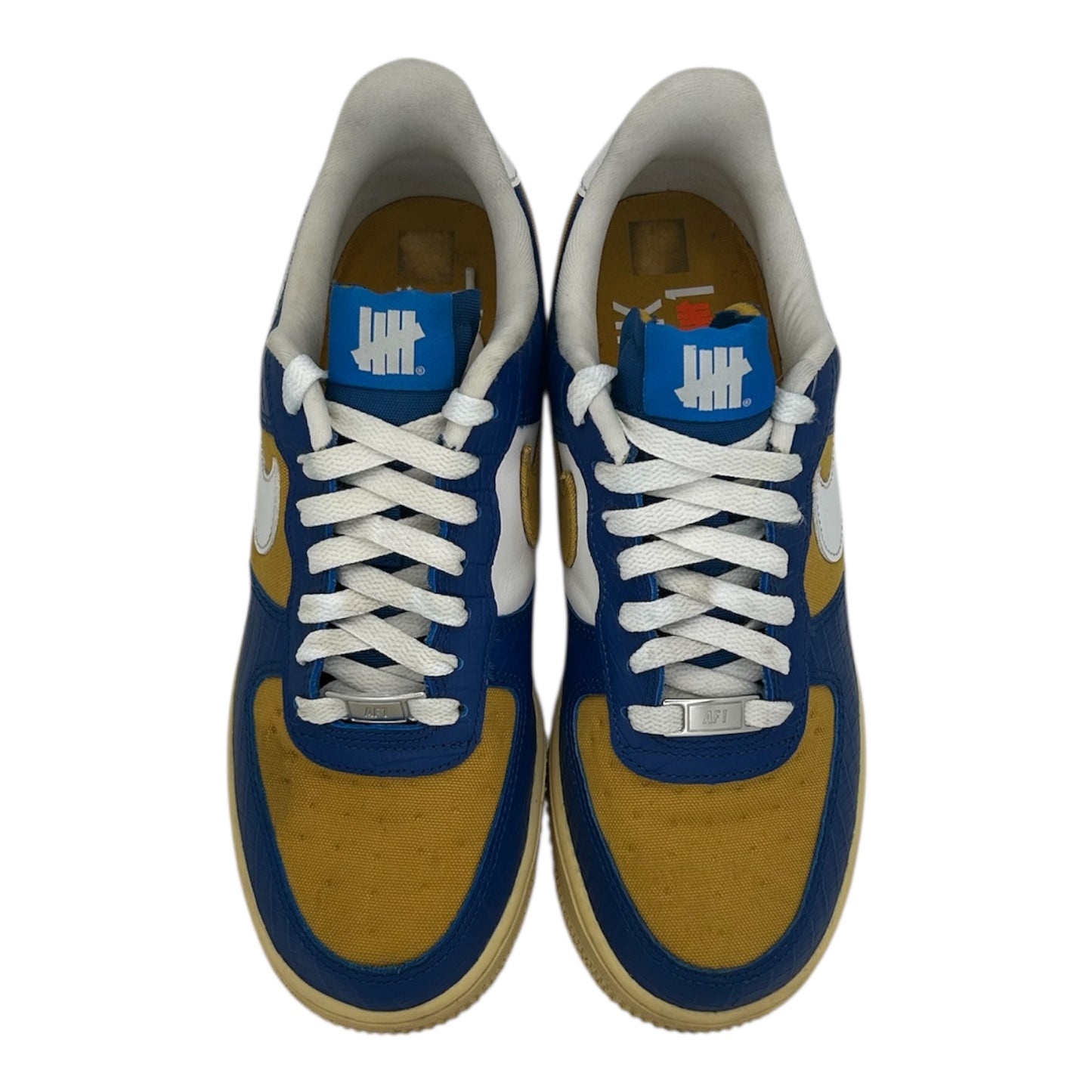 PREOWNED NIKE AIR FORCE 1 LOW UNDEFEATED 5 ON IT BLUE YELLOW SIZE