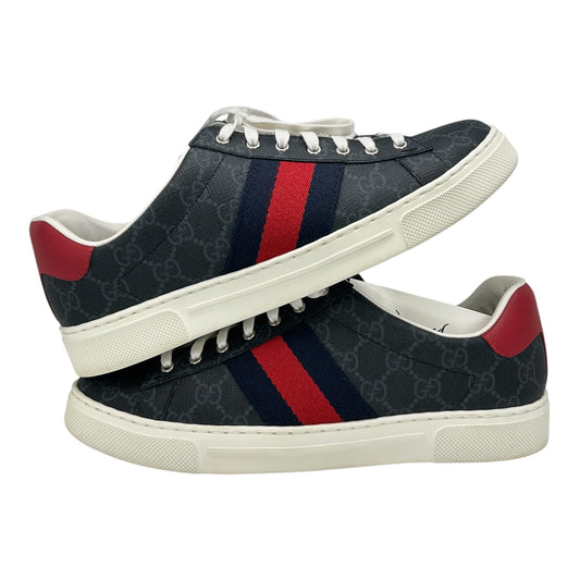 PREOWNED GUCCI ACE WEB BLACK GG SUPREME CANVAS