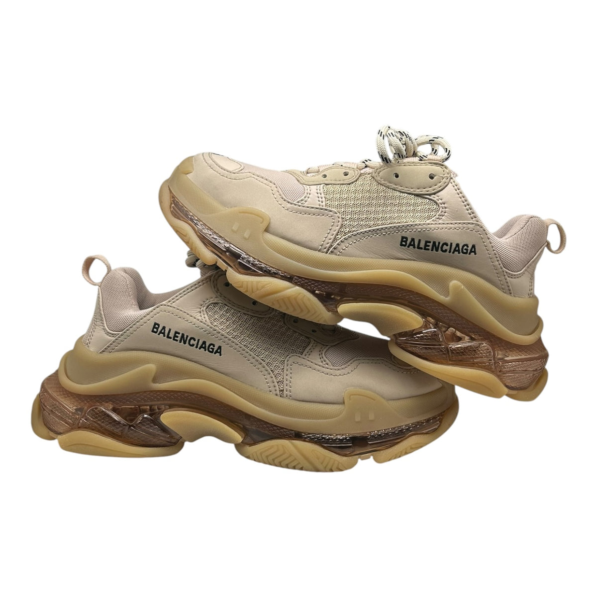 PREOWNED BALENCIAGA TRIPLE S CLEAR SOLE - OFF WHITE