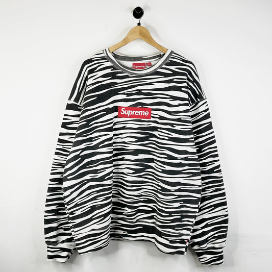 SUPREME BOX LOGO ZEBRA CREWNECK