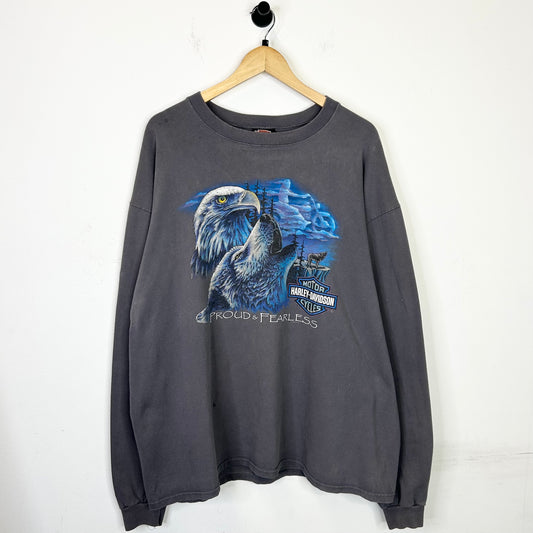 HARLEY DAVIDSON PROUD & FEARLESS GREY LONG SLEEVE