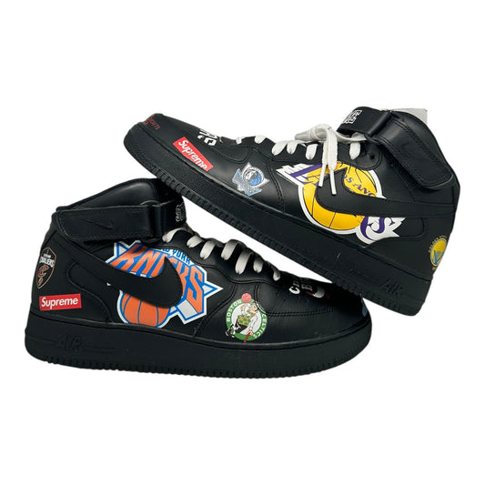 PREOWNED AIR FORCE 1 MID SUPREME NBA BLACK SIZE 11