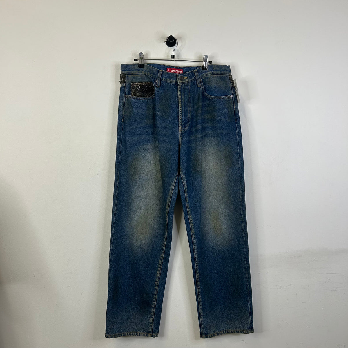 SUPREME LEOPARD FAUX FUR JEANS