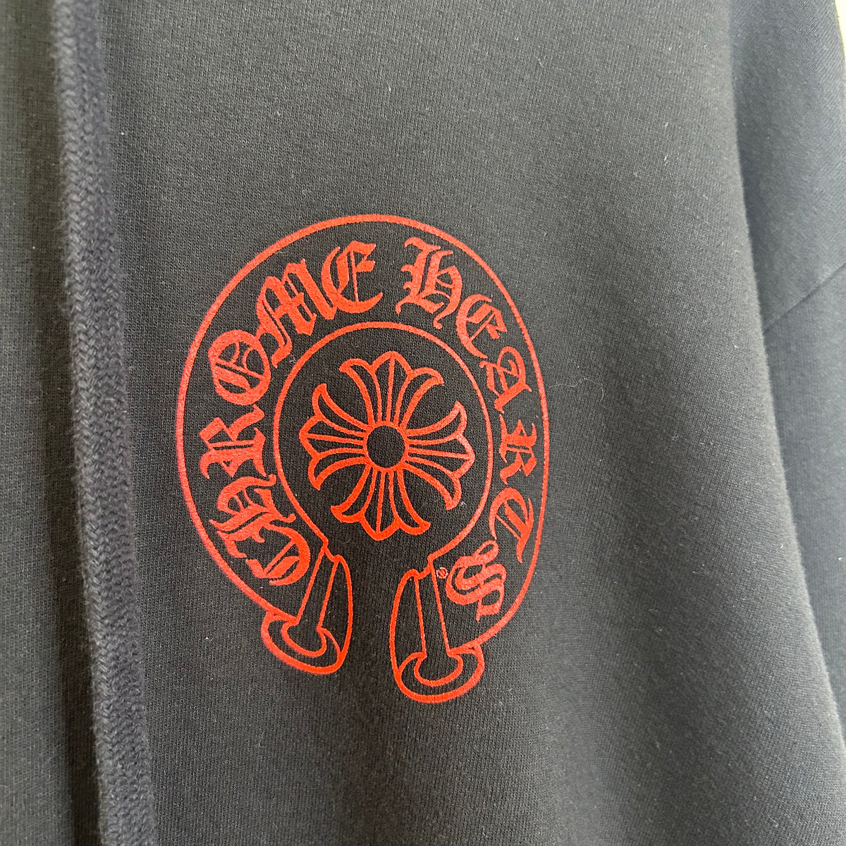 CHROME HEARTS RED AND BLACK HORSESHOE LOGO HOODIE