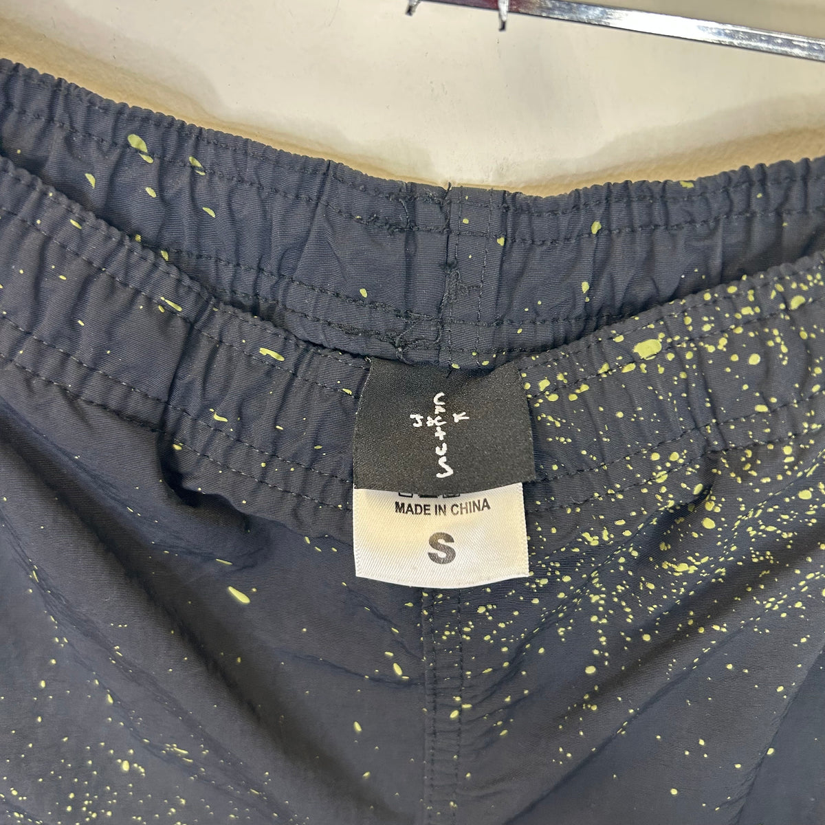 TRAVIS SCOTT CACTUS JACK SPLATTER BLACK SHORTS YELLOW PAINT SPLATTER