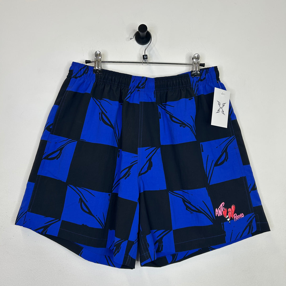 MATTY BOY ANTI-PROMO 9 9 EYES CHECKERED NYLON SHORTS BLUE AND BLACK