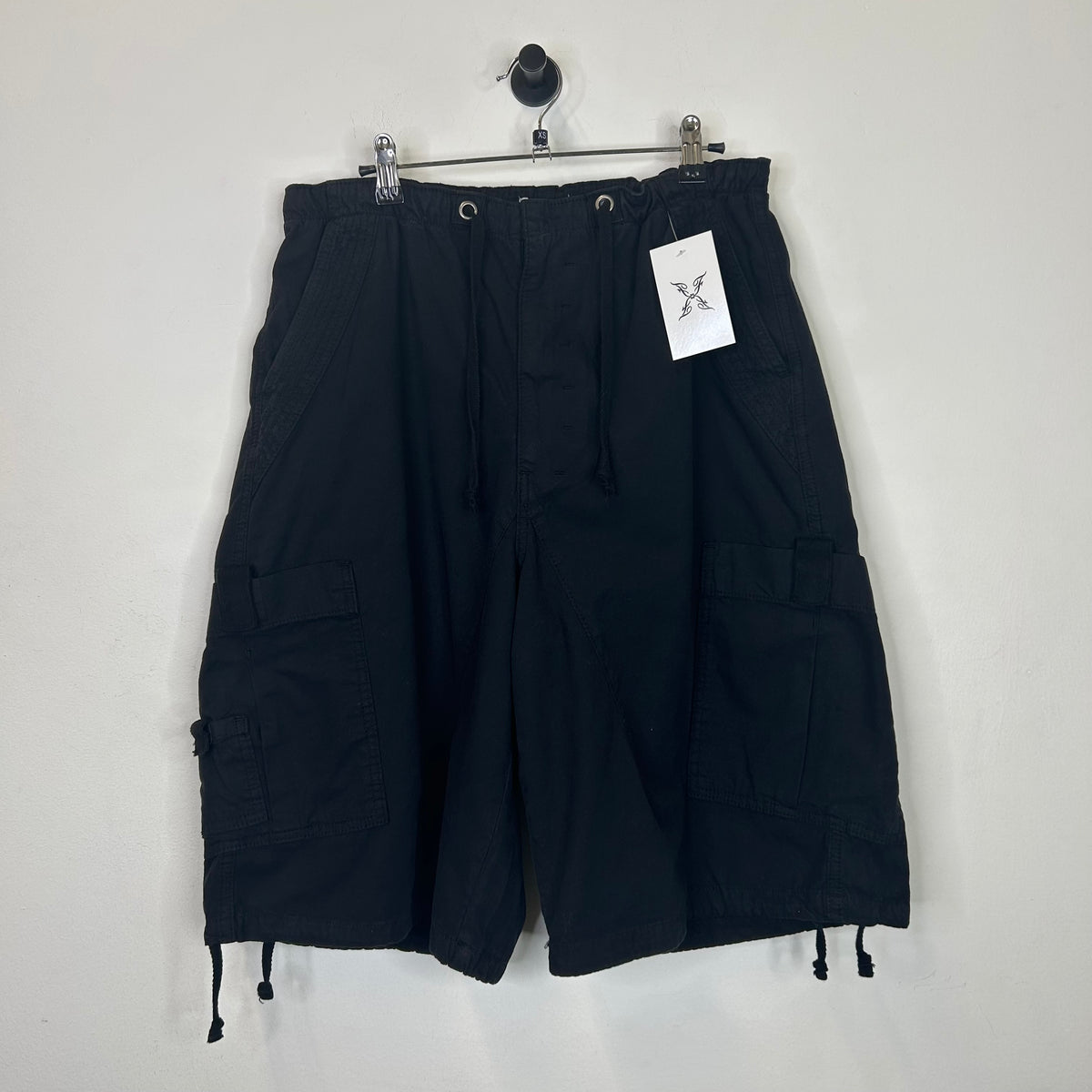 JADED LONDON BLACK PARACHUTE CARGO BAGGY SHORTS
