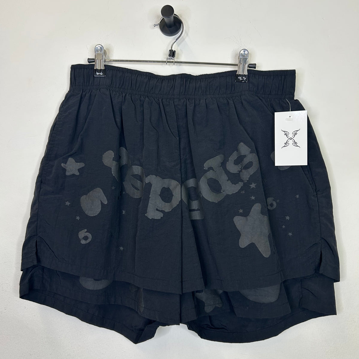 SP5DER BELUGA DOUBLE LAYERED SHORTS BLACK