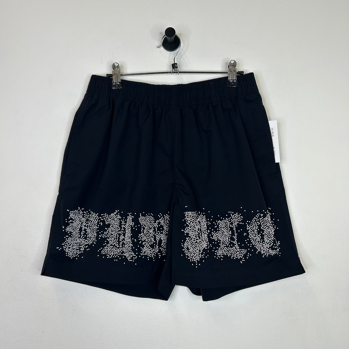 PURPLE BRAND BLACK EMBELLISHED NYLON SHORTS