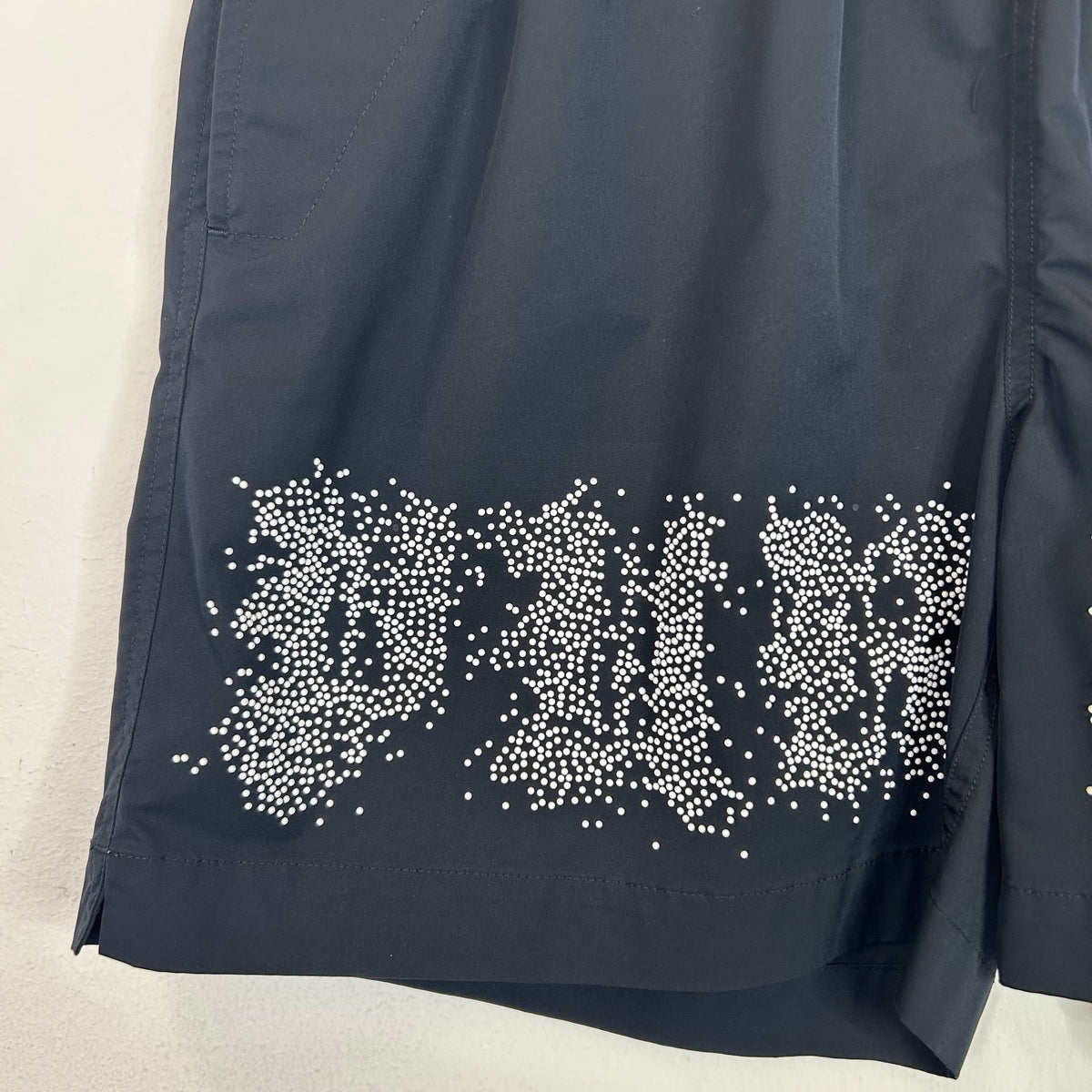PURPLE BRAND BLACK EMBELLISHED NYLON SHORTS