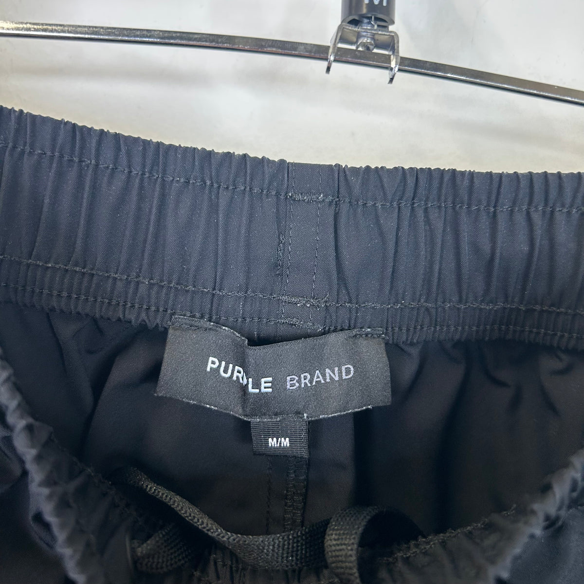 PURPLE BRAND BLACK EMBELLISHED NYLON SHORTS