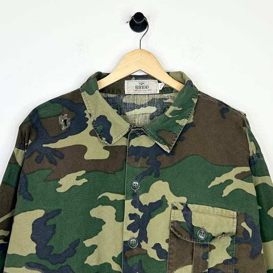 RED HEAD BOXY FIT CAMO BUTTON UP