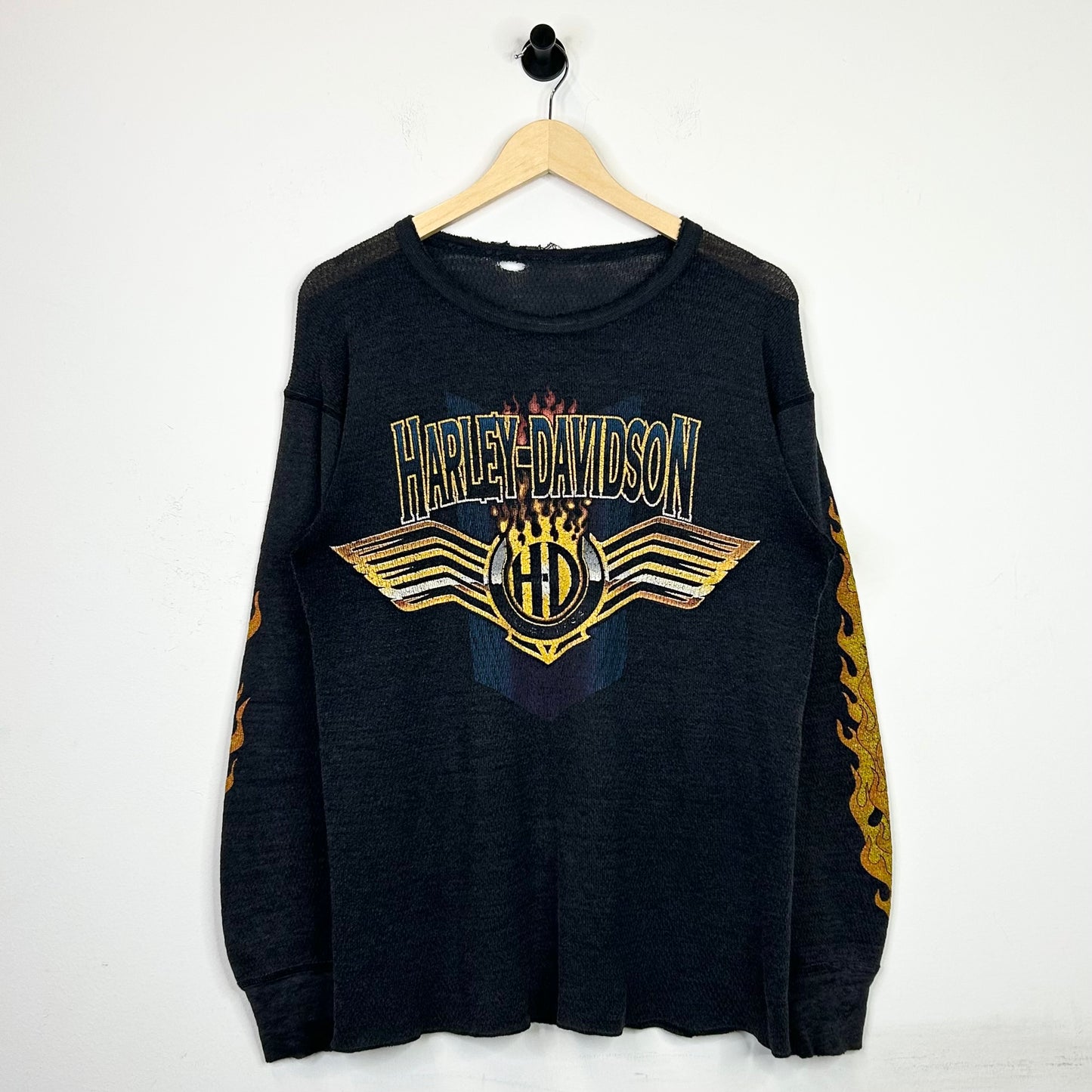 HARLEY DAVIDSON DISTRESSED KNIT FLAME LONGSLEEVE
