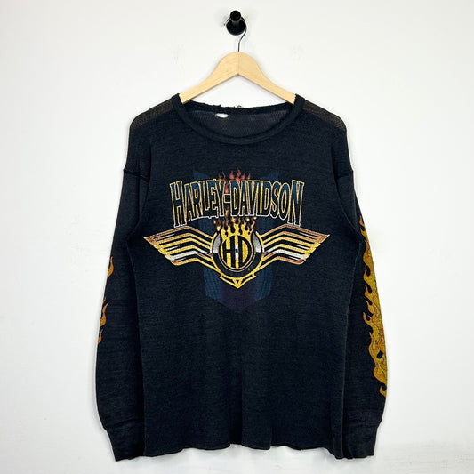 HARLEY DAVIDSON DISTRESSED KNIT FLAME LONGSLEEVE