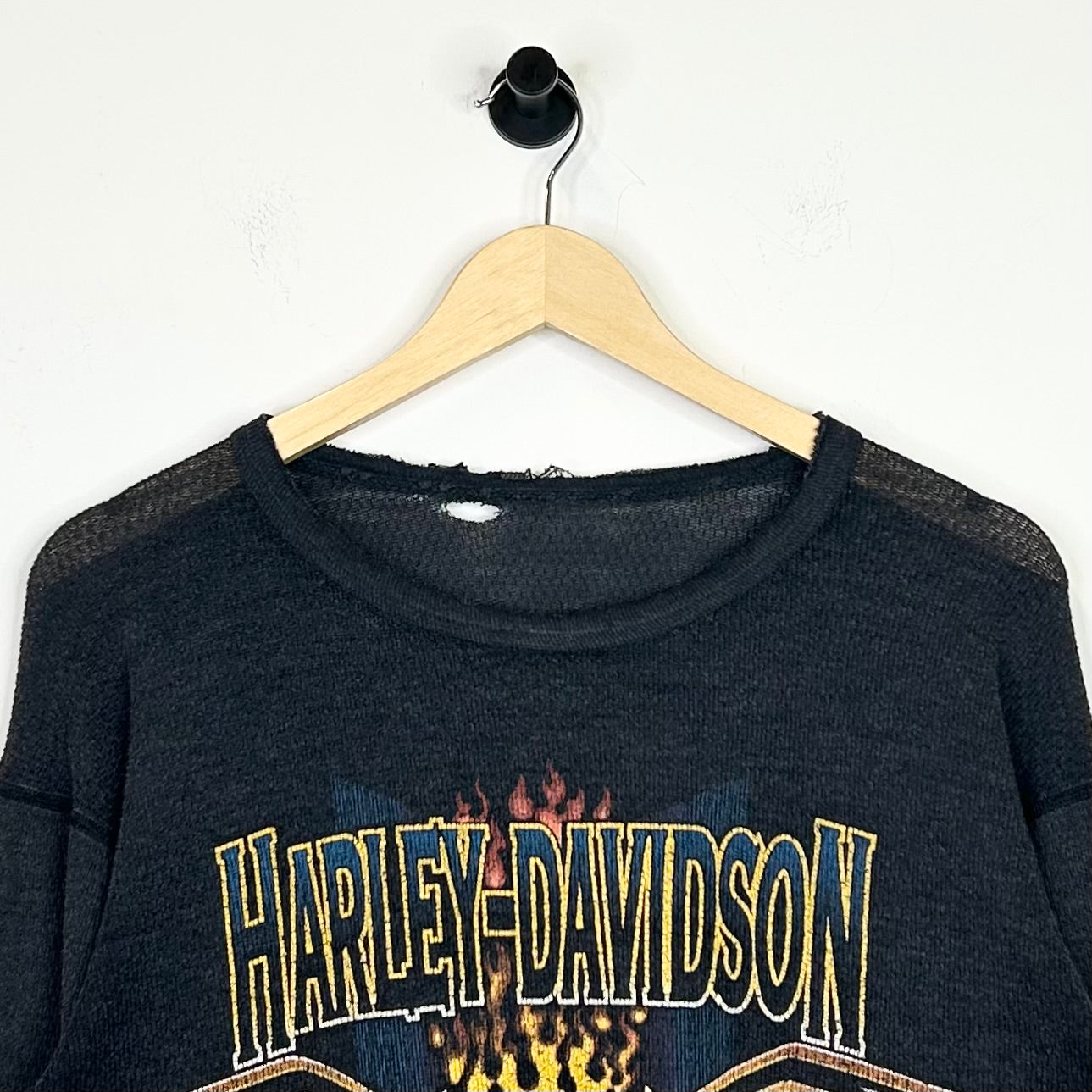 HARLEY DAVIDSON DISTRESSED KNIT FLAME LONGSLEEVE
