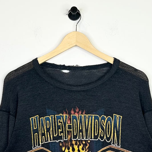 HARLEY DAVIDSON DISTRESSED KNIT FLAME LONGSLEEVE