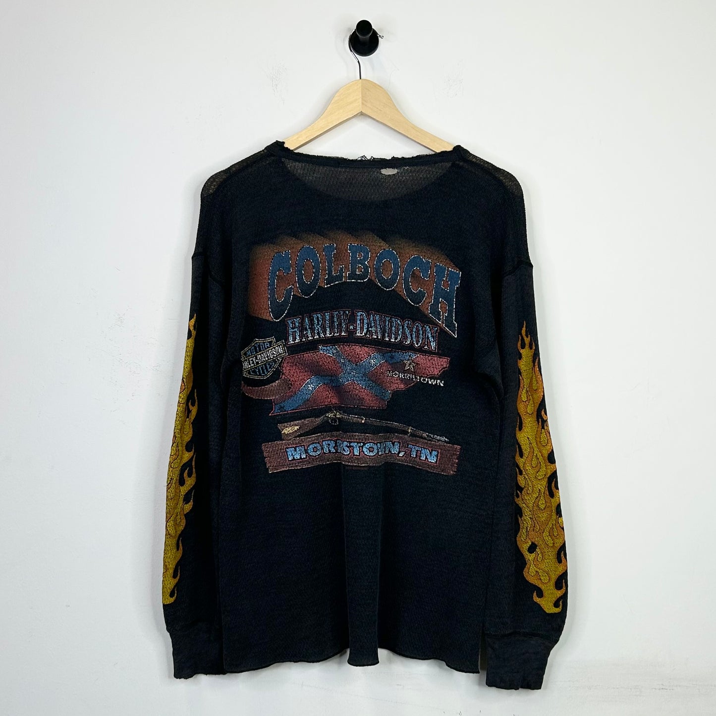 HARLEY DAVIDSON DISTRESSED KNIT FLAME LONGSLEEVE