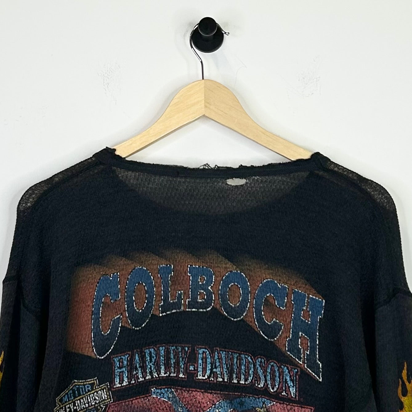 HARLEY DAVIDSON DISTRESSED KNIT FLAME LONGSLEEVE
