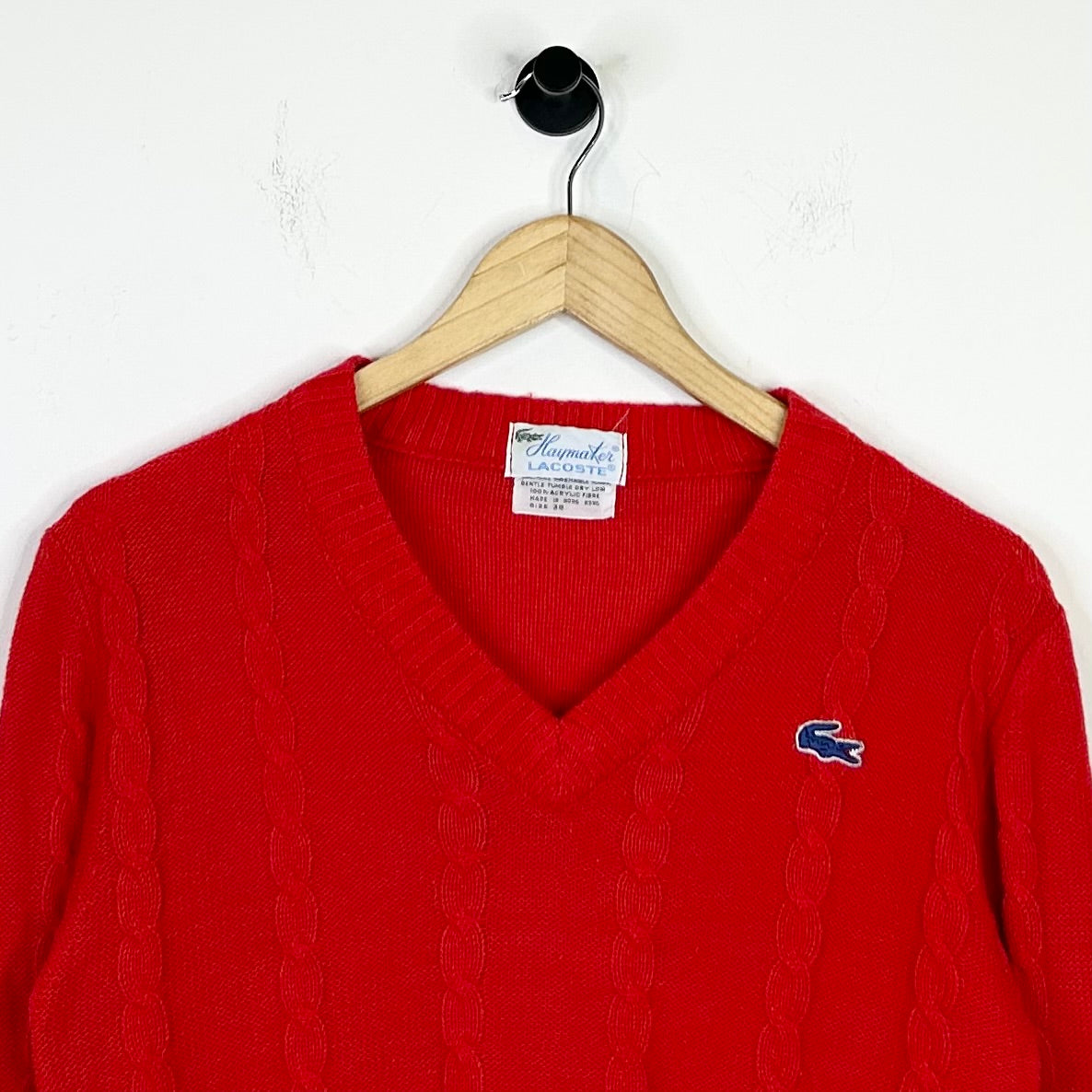 LACOSTE RED V NECK SWEATER