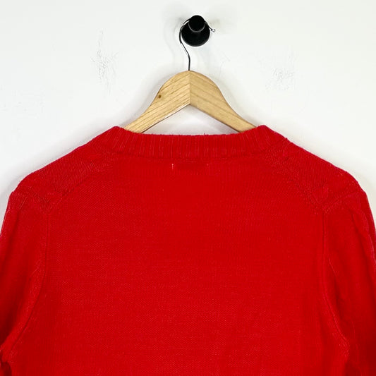LACOSTE RED V NECK SWEATER
