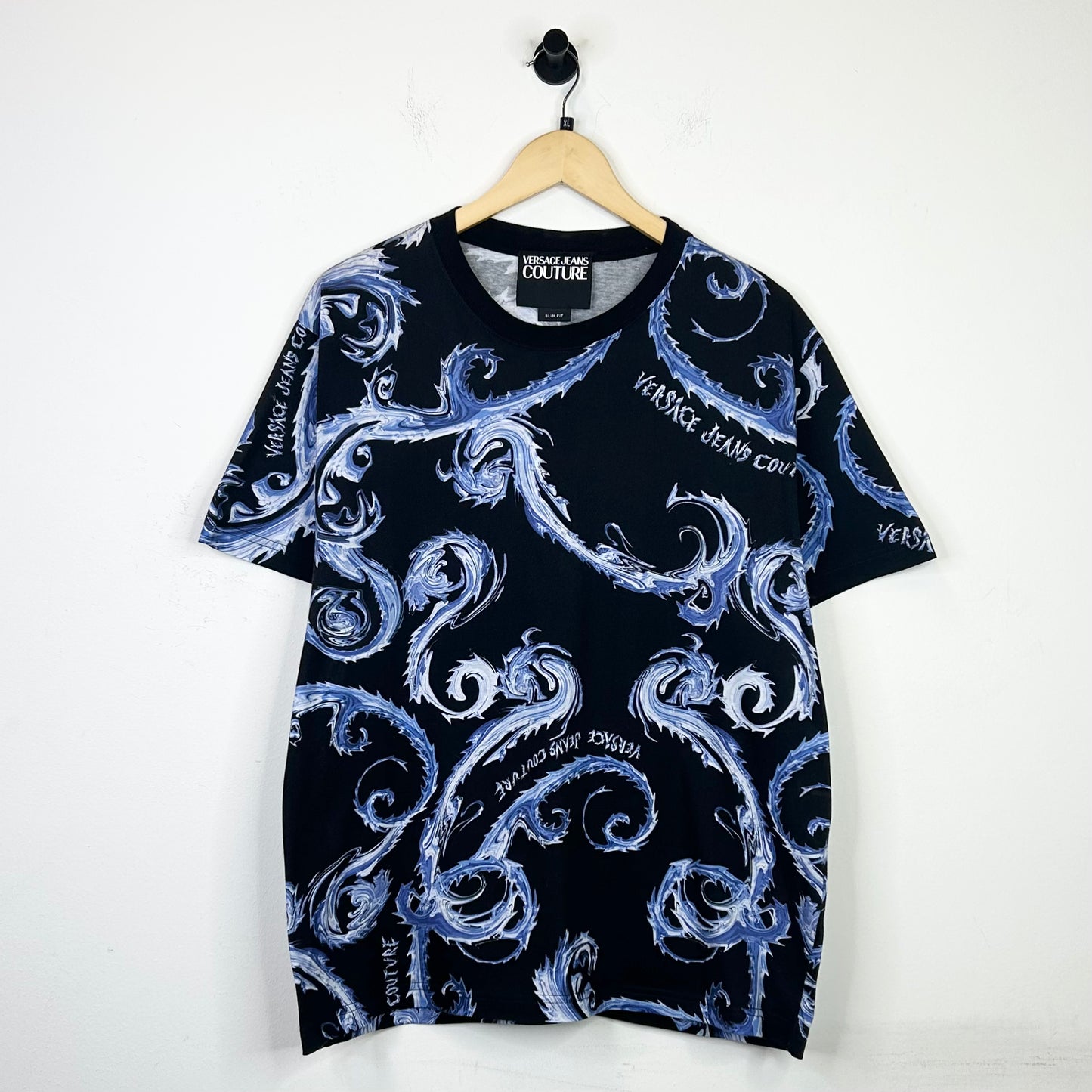 VERSACE JEANS COUTURE BLUE BLACK DRAGON TEE