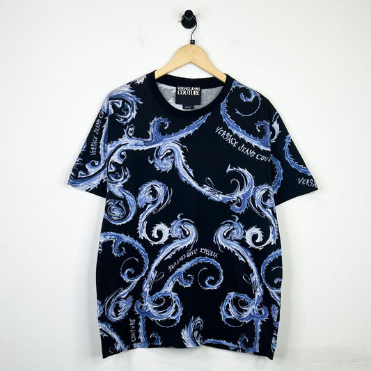 VERSACE JEANS COUTURE BLUE BLACK DRAGON TEE