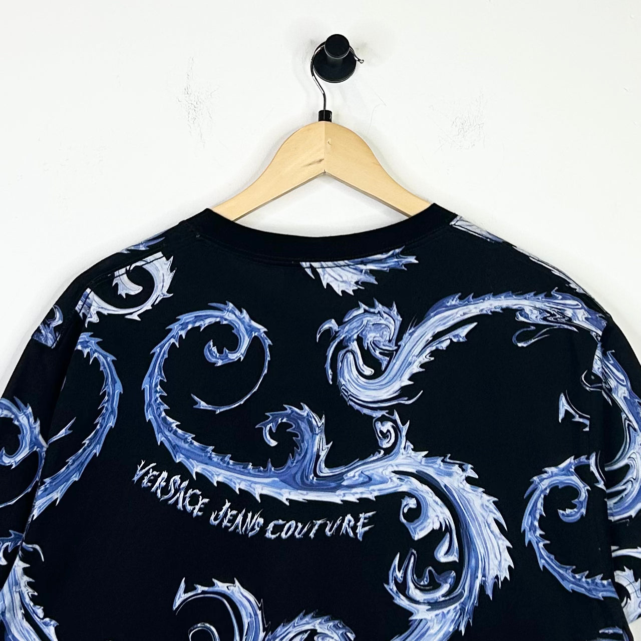 VERSACE JEANS COUTURE BLUE BLACK DRAGON TEE