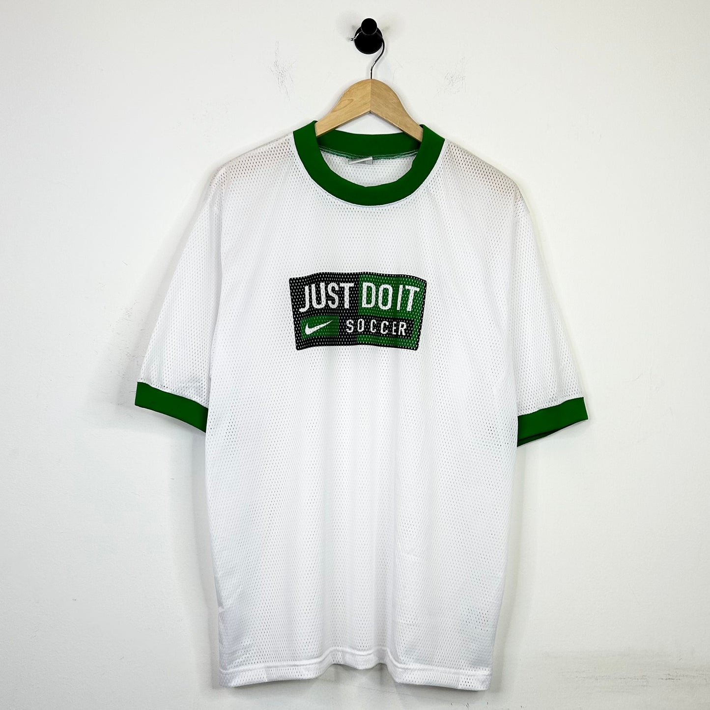 NIKE SOCCER GREEN WHITE MESH JERSEY
