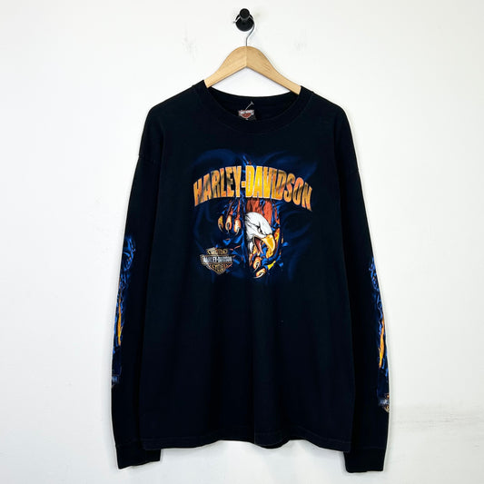 HARLEY DAVIDSON BLUE FLAME EAGLE LONGSLEEVE