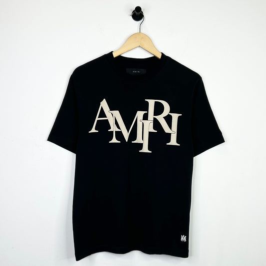 AMIRI STAGGERED LOGO BLACK TEE