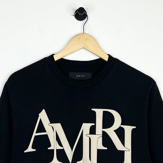 AMIRI STAGGERED LOGO BLACK TEE