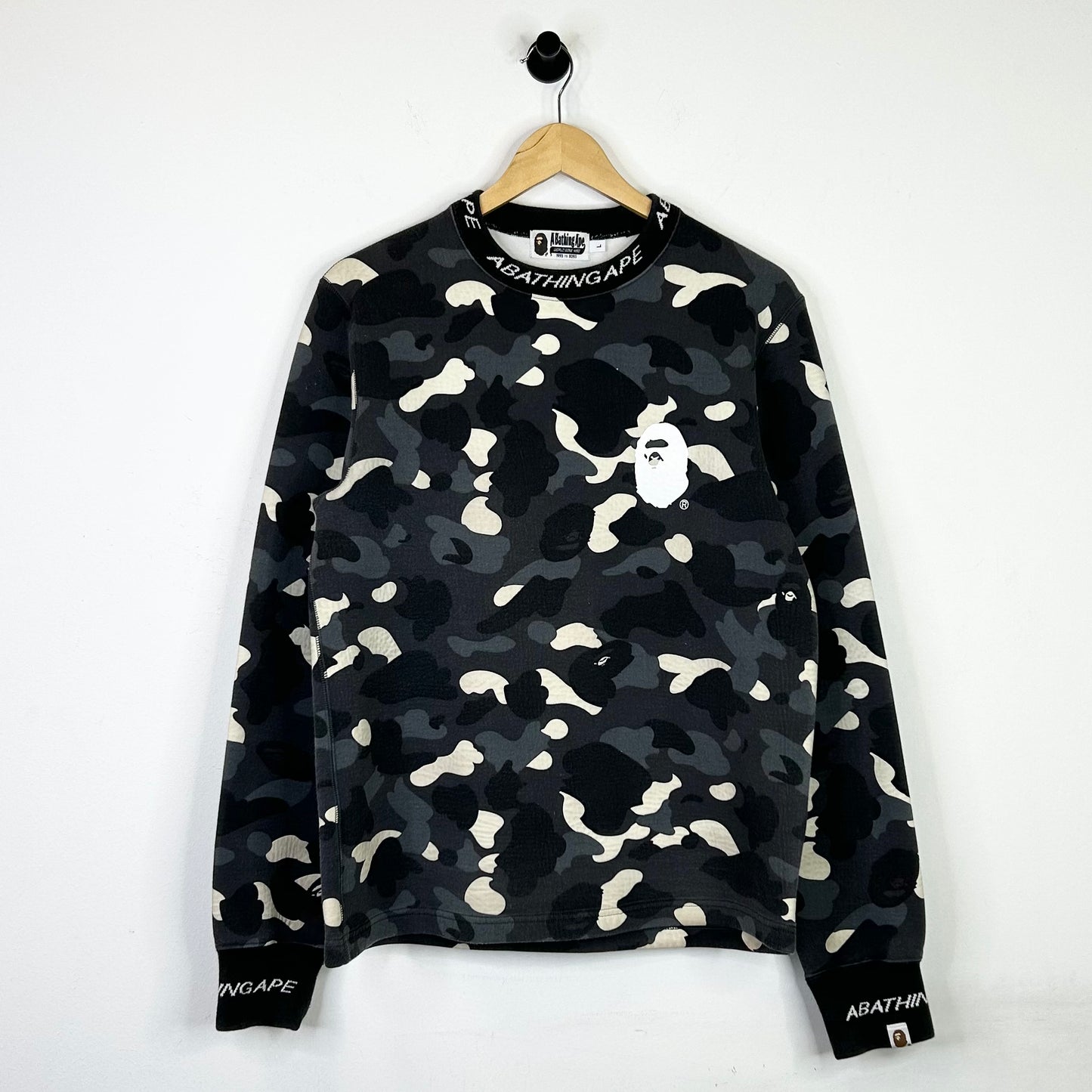 BAPE BLACK AND WHITE CAMO CREWNECK