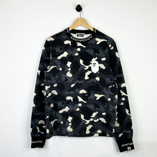 BAPE BLACK AND WHITE CAMO CREWNECK