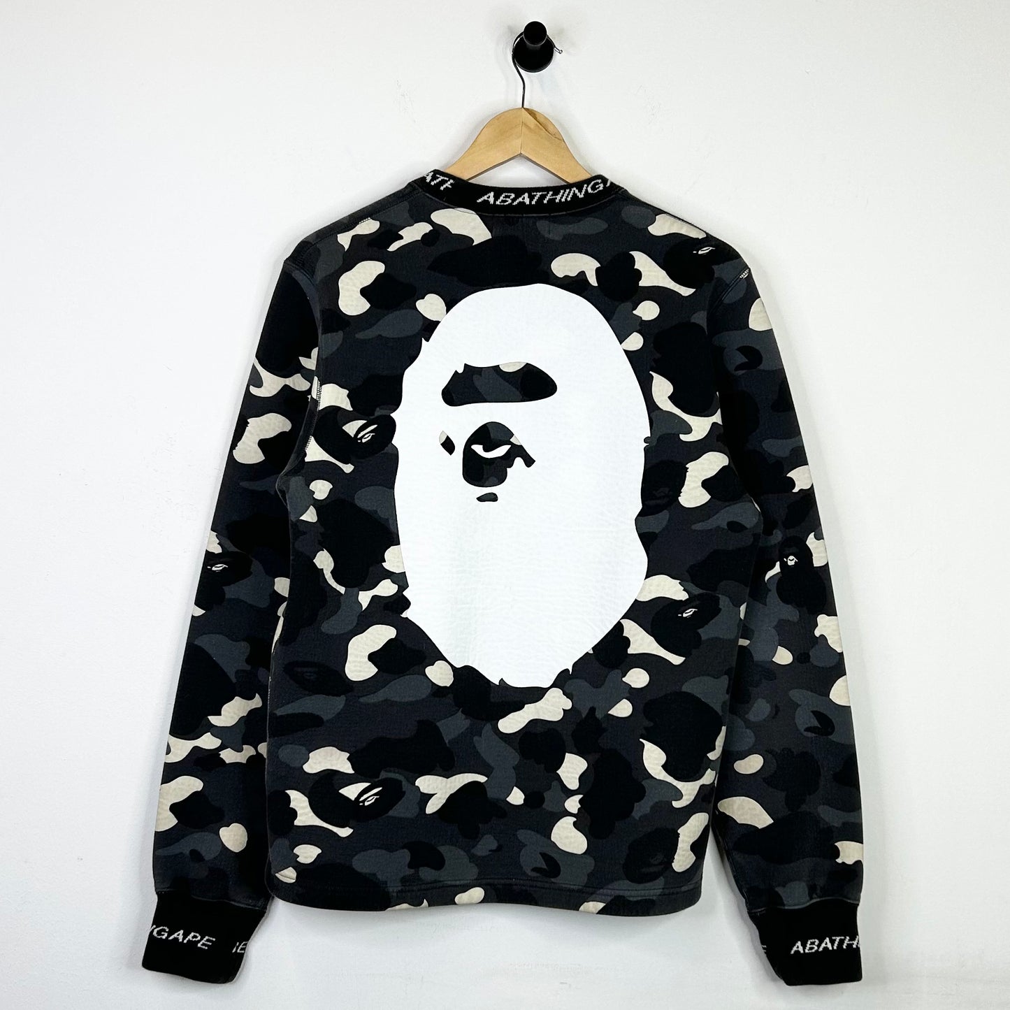 BAPE BLACK AND WHITE CAMO CREWNECK