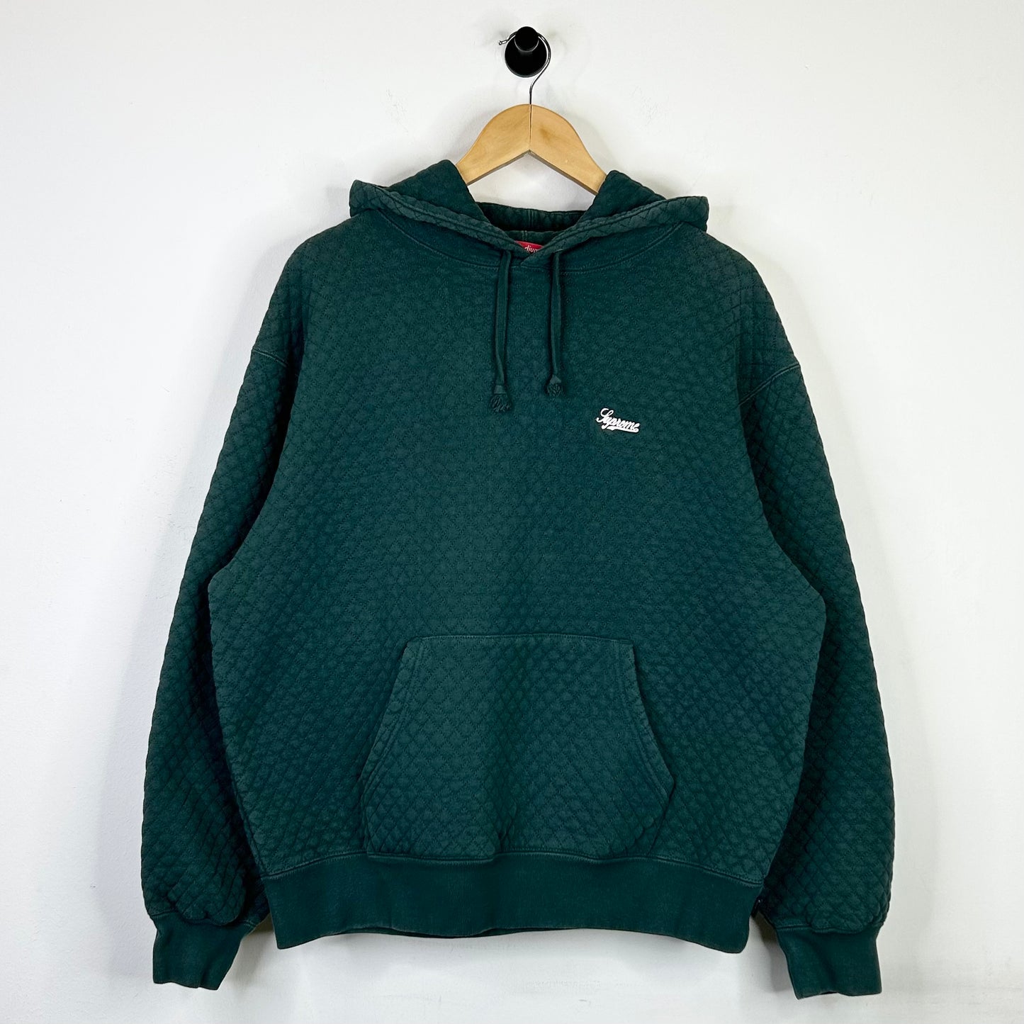 SUPREME GREEN MICRO QUILTED HOODIE