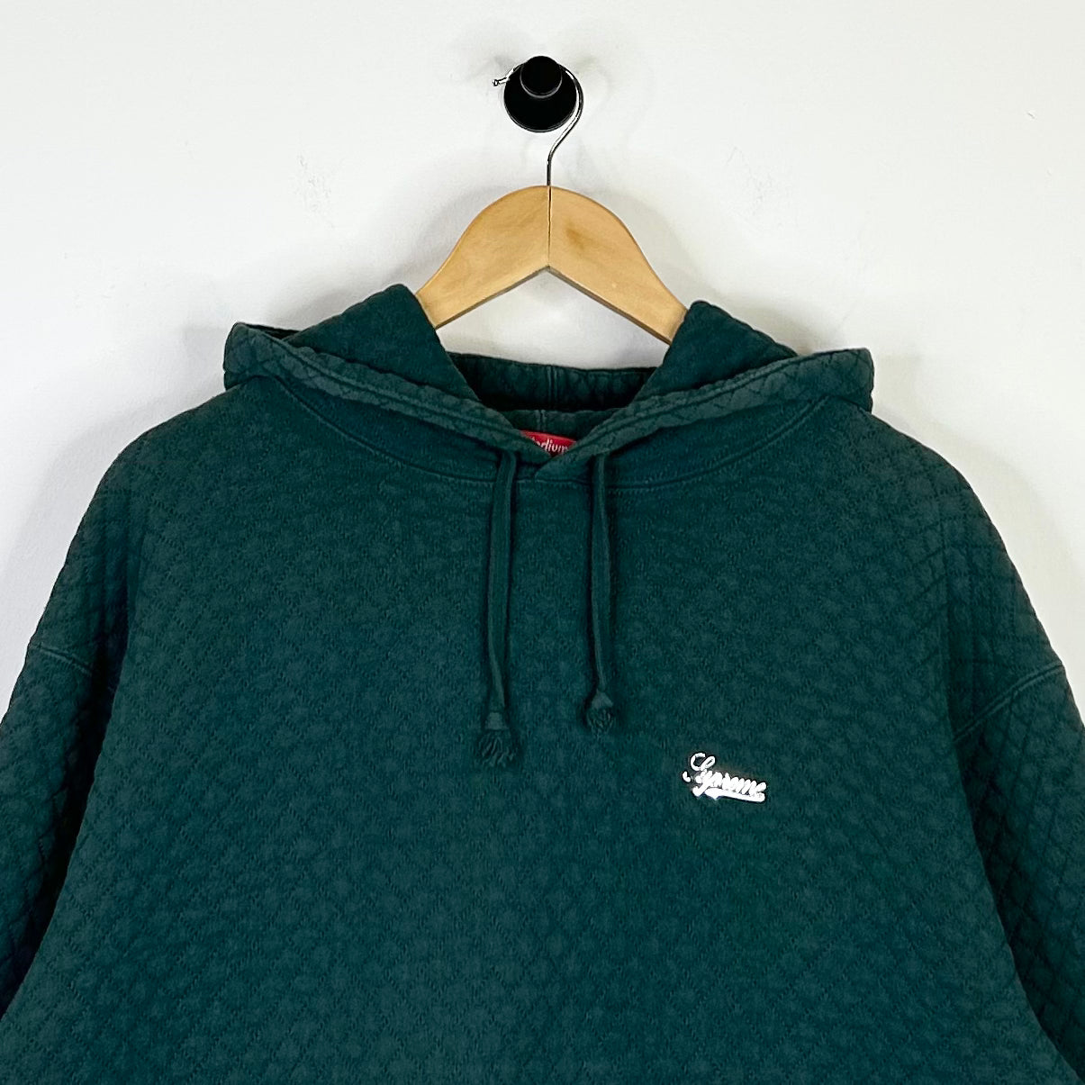 SUPREME GREEN MICRO QUILTED HOODIE