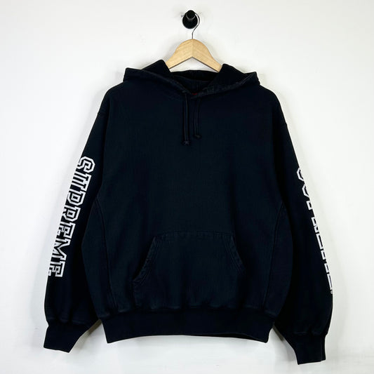 SUPREME OUTLINE TEXT BLACK HOODIE