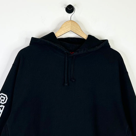 SUPREME OUTLINE TEXT BLACK HOODIE