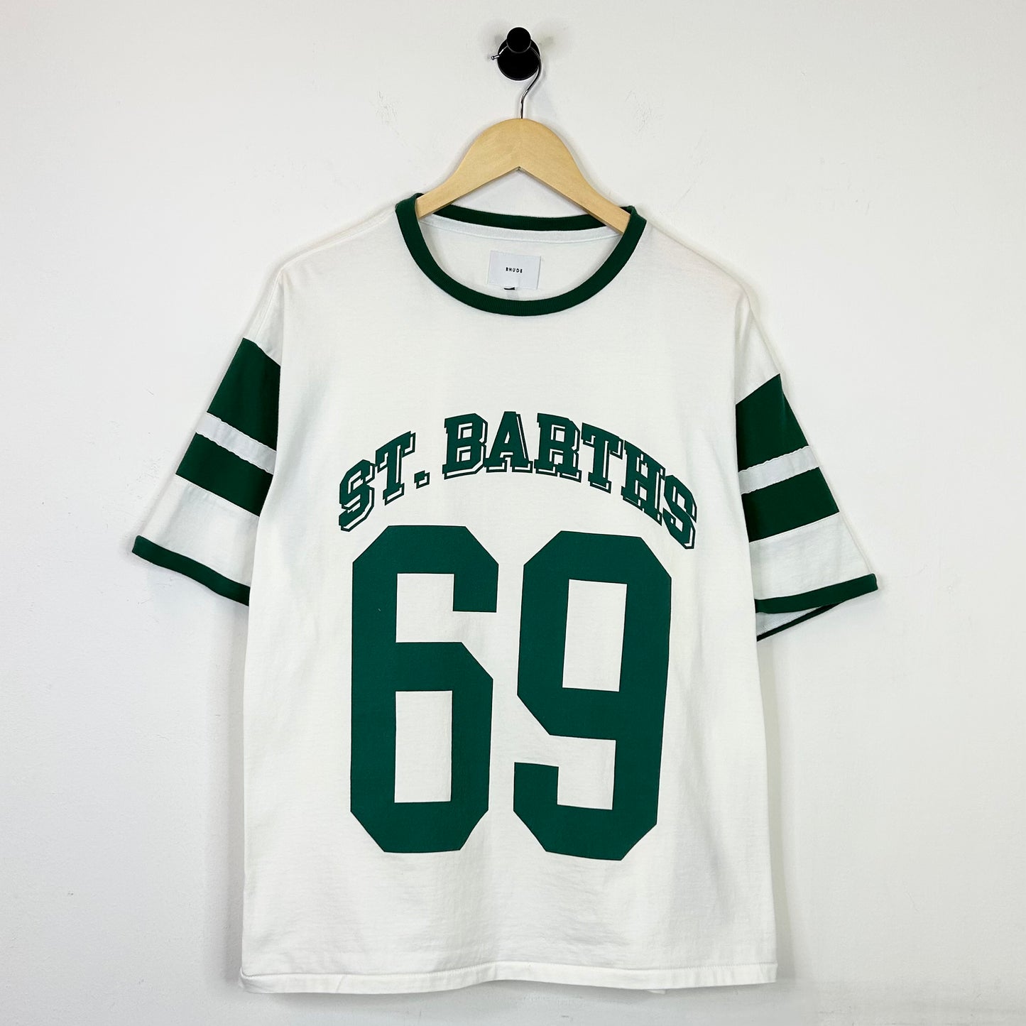 RHUDE SAINT BARTHS GREEN STRIPED TEE